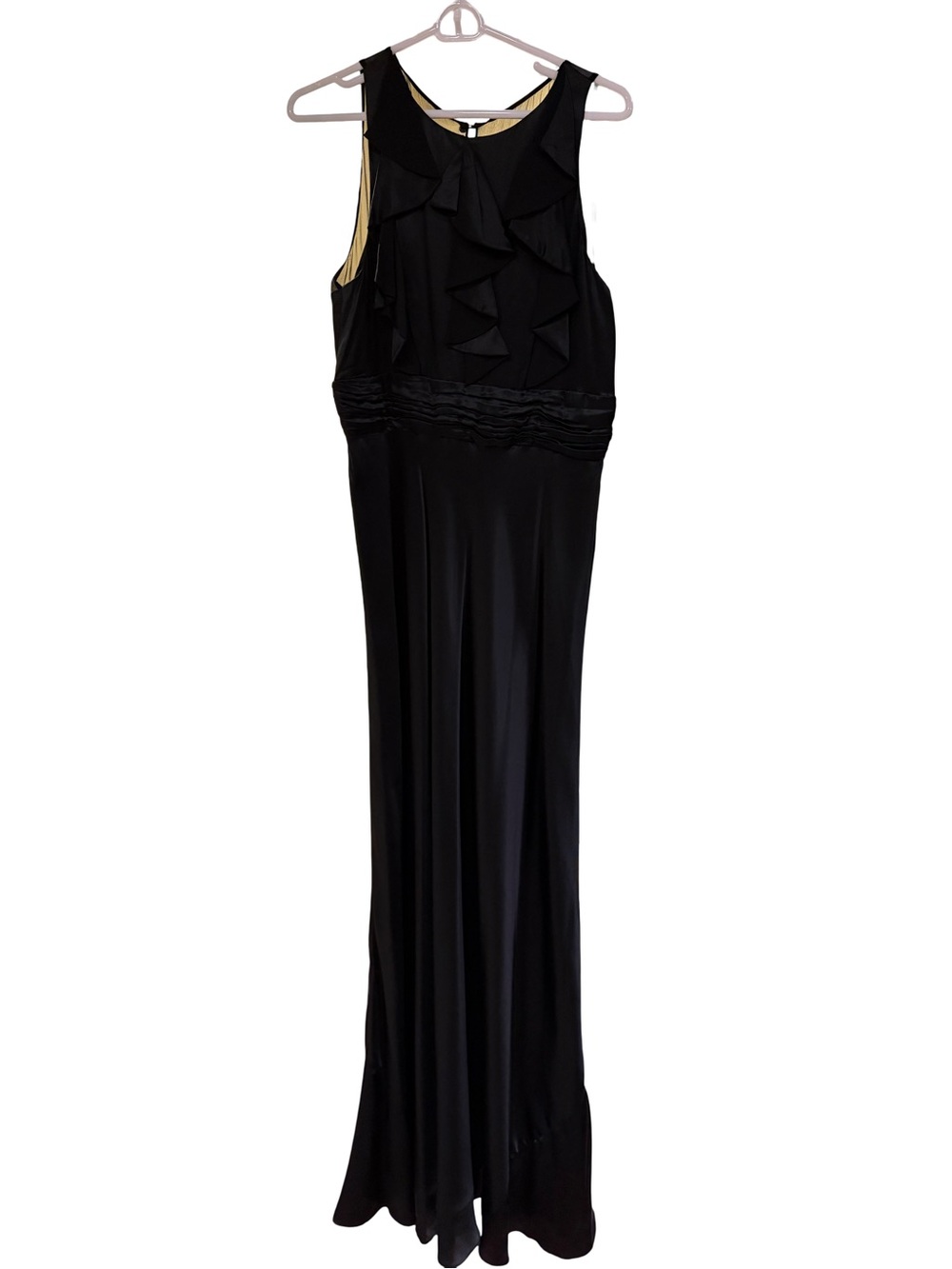 Donna Ricco Black Sleeveless Ruffle Front Maxi Dress